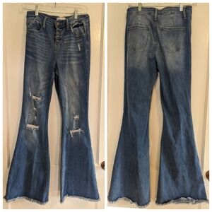 Jelly jeans, size 5, distressed with raw hem